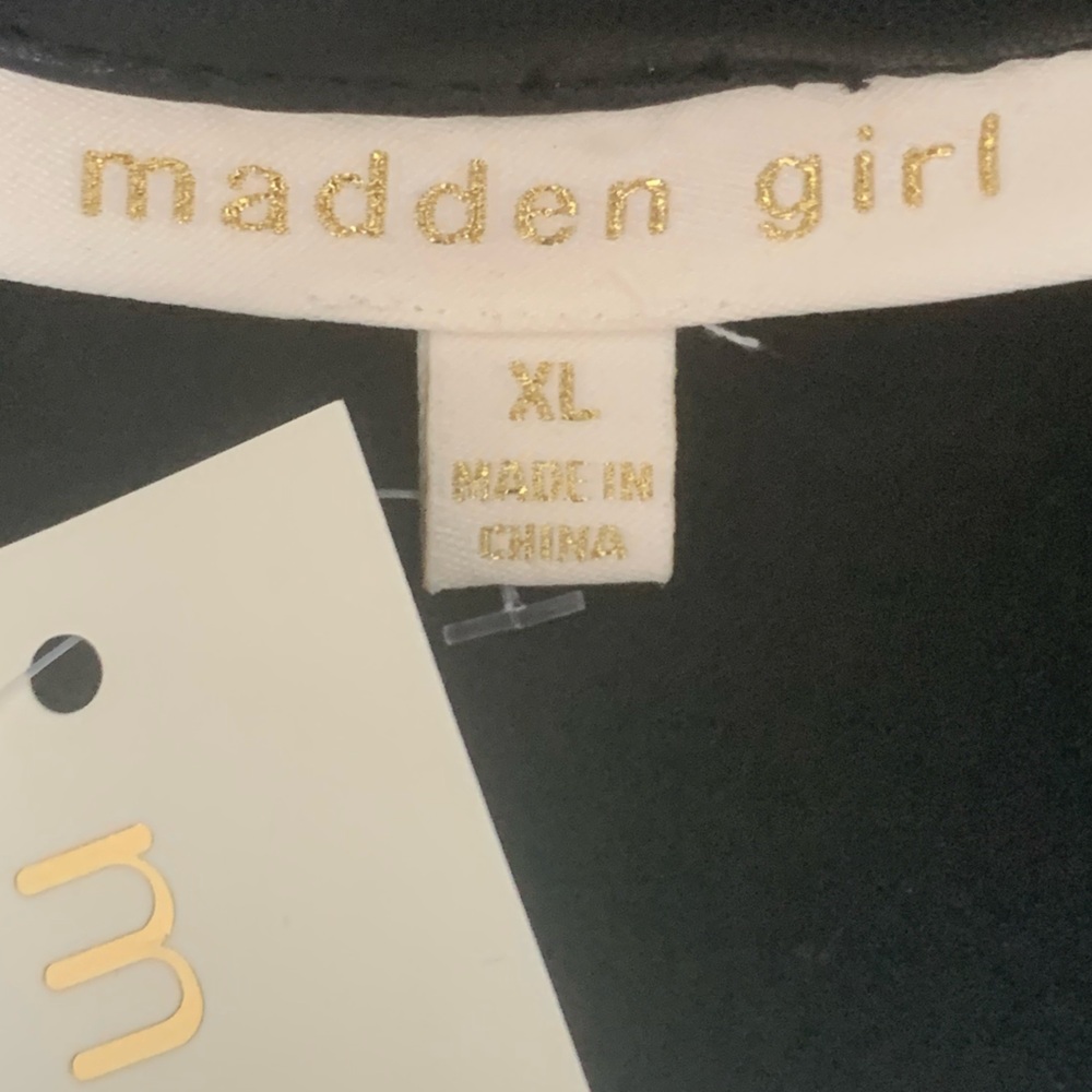 Madden Girl Classic Black Bomber Jacket Size XL - Picture 4 of 4